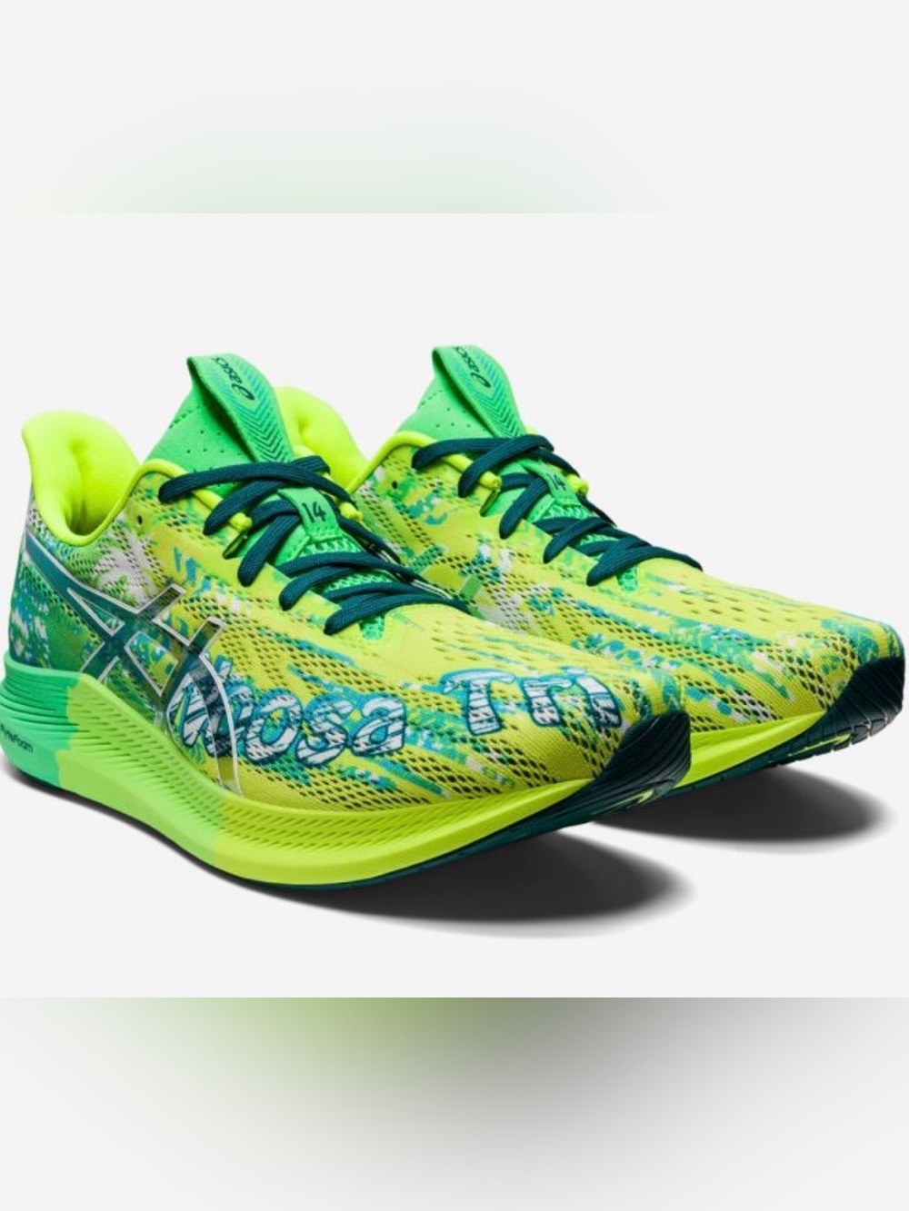 ASICS Noosa Tri 14 Men’s Size 10 Running Shoes in Tropical Neon Yellow and Green